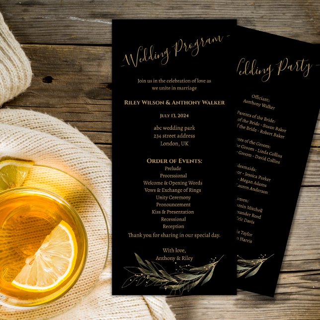 Royal bröllop svart allt i ett Bröllopsprogram Program (Skapare uppladdad)