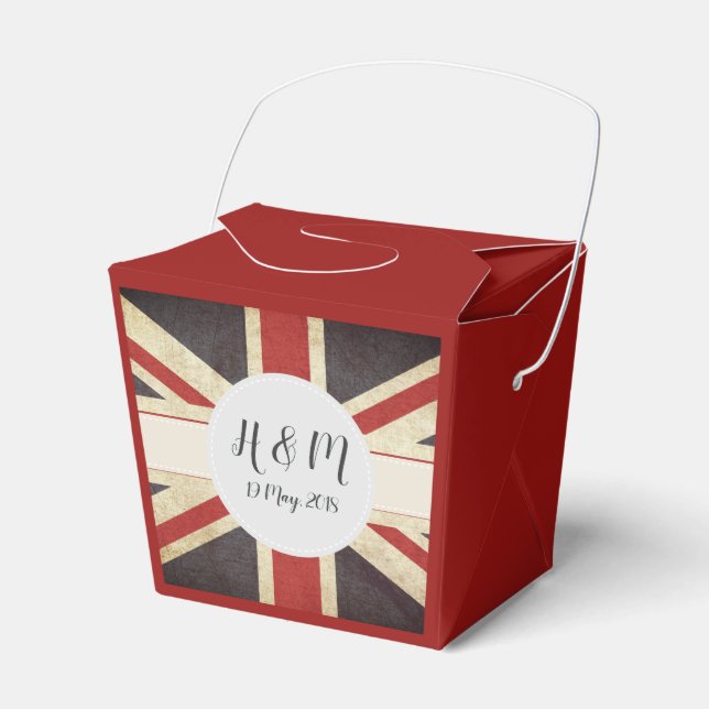 Royal Bröllop Union Jack Monogram Favoritbox Presentaskar (Framsidan Sidan)