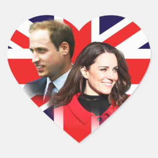 Royal Bröllop - William & Kate Heart Stickers Hjärtformat Klistermärke