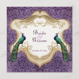 Royal Bröllopsinbjudan för peacock Lila Inbjudningar