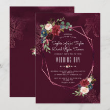Royal Burgundy  Blommigt Geometric Bröllop
