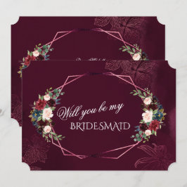 Royal Burgundy Blommor Vill du vara min brudtärna Inbjudningar