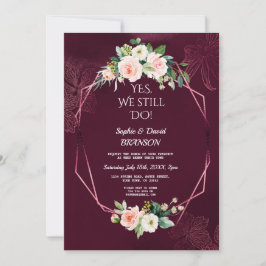 Royal Burgundy  Flowers Vow Renewal Inbjudningar