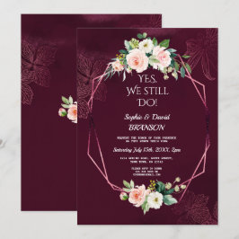 Royal Burgundy Flowers Vow Renewal Inbjudningar