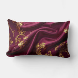 Royal Burgundy & Gold Majestic Filigree Pillow Lumbarkudde