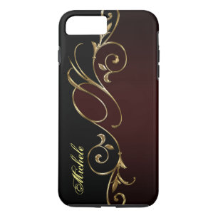 Royal Burgundy Guld iPhone 7 Plus Monogram