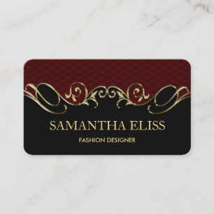 Royal Burgundy Leather Guld Affärskort Monogram Visitkort
