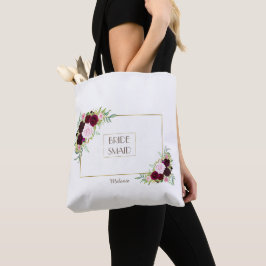 Royal Burgundy Marsala Blommigt Bridesmaid Tygkasse