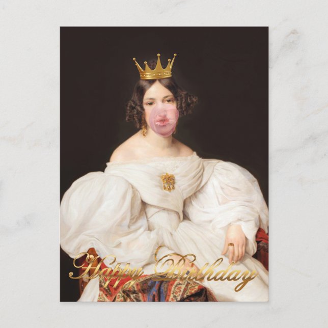 Royal Burst rosa tuggummi Diva Grattis på födelsed Vykort (Framsida)