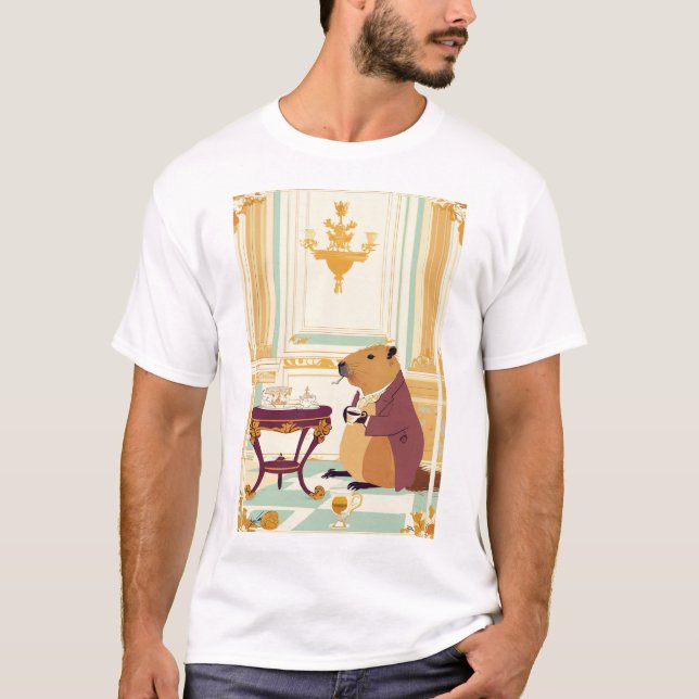 Royal Capybara: Tea Time at Buckingham Palace t sh T Shirt (Framsida)