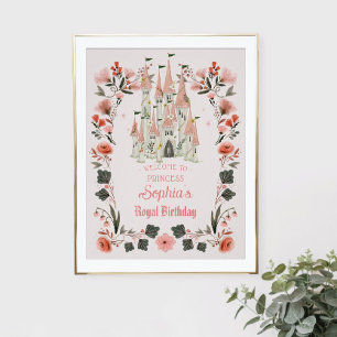 Royal Castle Birthday Välkomstskylt Rosa Poster