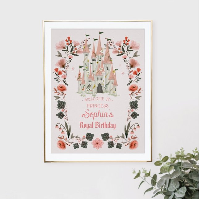 Royal Castle Birthday Välkomstskylt Rosa Poster (Skapare uppladdad)