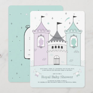 Royal Castle Boy Girl Twillingars Baby Shower-inbj Inbjudningar