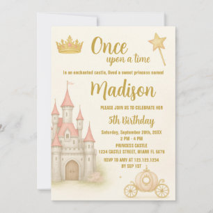 Royal Castle Princess Birthday bjudande Inbjudningar