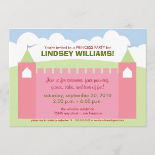 Royal Castle Princess Party bjudan Inbjudningar