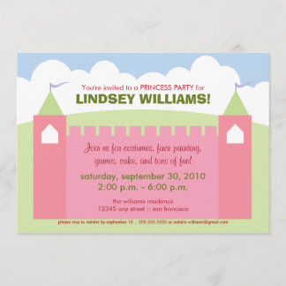 Royal Castle Princess Party bjudan Inbjudningar