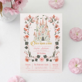 Royal Castle Rosa Birthday Inbjudan - Valfritt åld