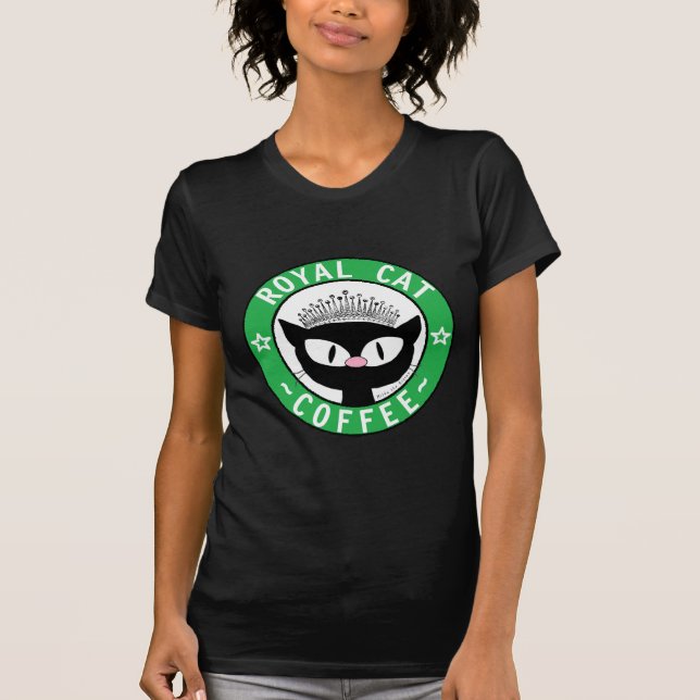 ROYAL CAT COFFEE Svart Katt Kaffe Logo T Shirt (Framsida)