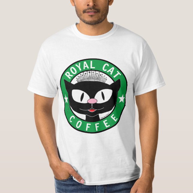 ROYAL CAT COFFEE Svart Katt Kaffe Logo T Shirt (Framsida)