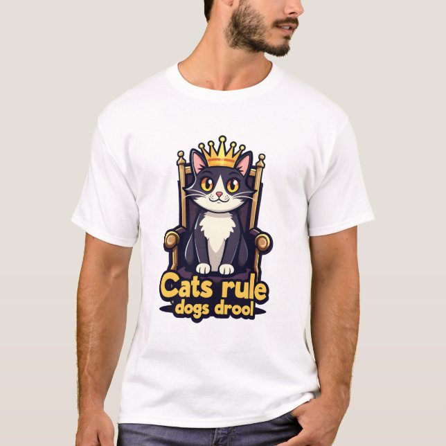Royal Cat Throne T-Shirt - Katter Rule, Hundar Dro (Framsida)