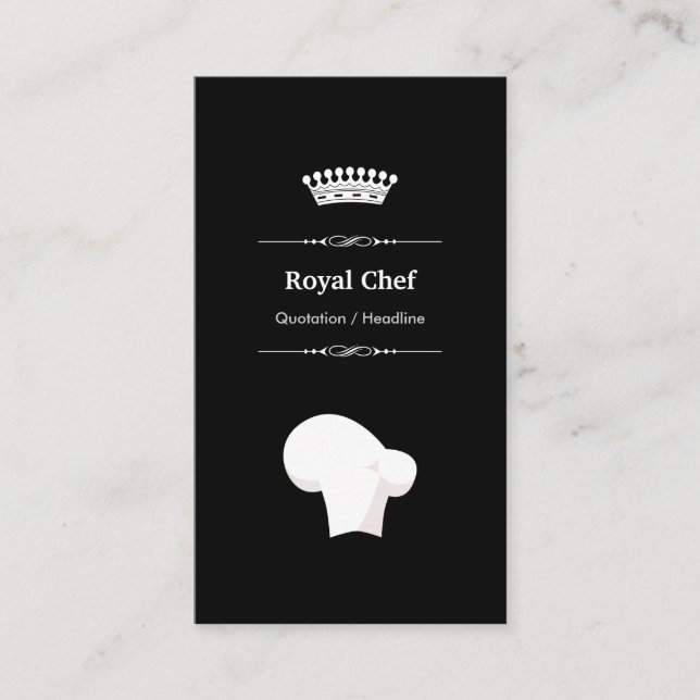 Royal Chef - Professionell Modern Black White Visitkort (Framsida)
