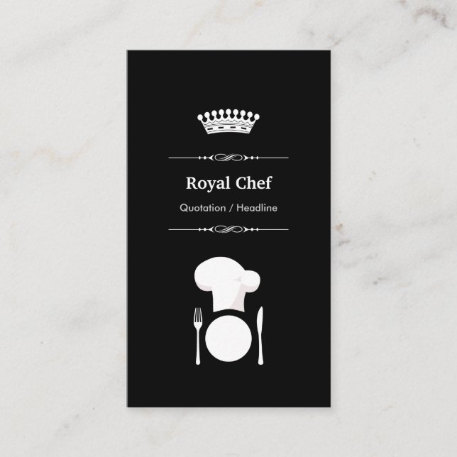 Royal Chef - Professionell Modern Black White Visitkort (Framsida)