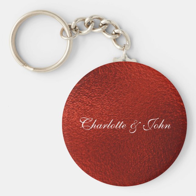 Royal Chic Red Save Date Nyckel Round Gift Nyckelring (Framsidan)