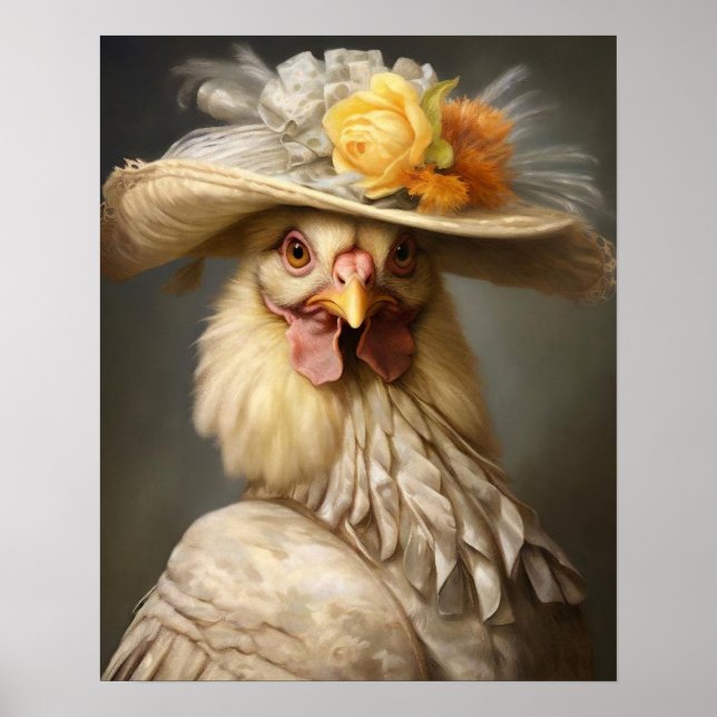 Royal Chicken Vintage Print, Renaissance Animal Poster (Framsidan)