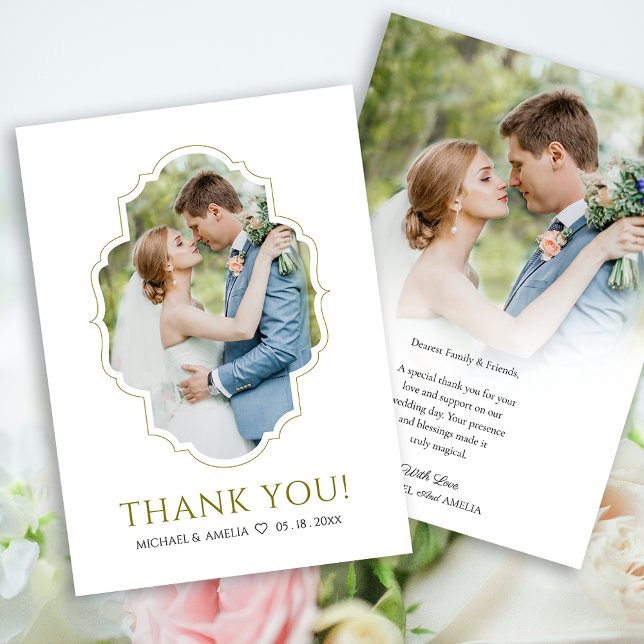 Royal Classic Guld Bröllop - kort, enkelt tack (Royal Classic Gold Wedding  Thank You Card)