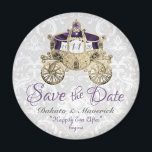 Royal Coach Spara datum magneter<br><div class="desc">Royal Fairytale golden tränare med vit dammbakgrund.</div>