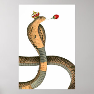 Royal Cobra Kung Head Ro Surreal Krona Poster
