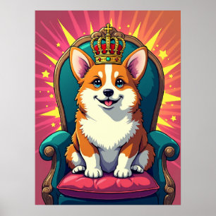 Royal Corgi med Krona - lustig poppkonst Poster