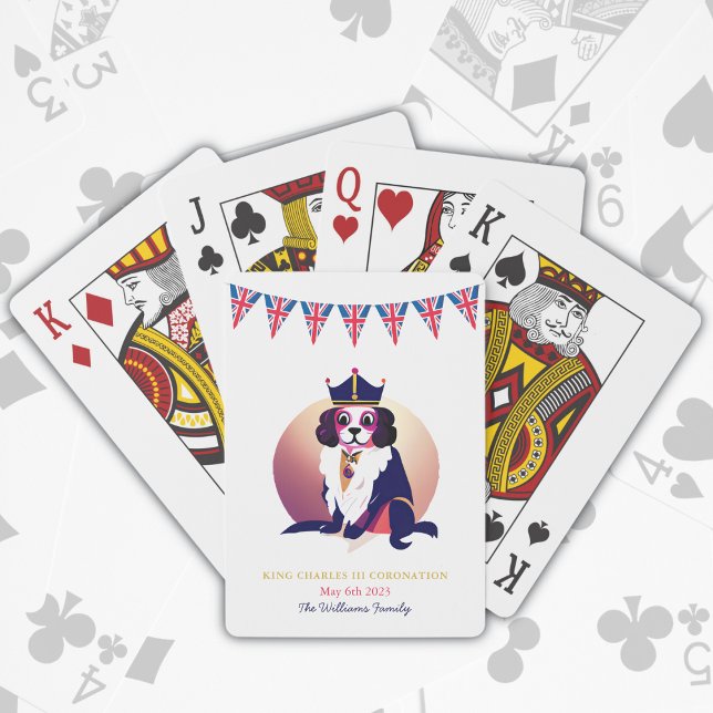 Royal Coronation Kung Charles Roligt Anpassningsba Casinokort (King Charles III Coronation Souvenir - Editable Text with Monogram Name)