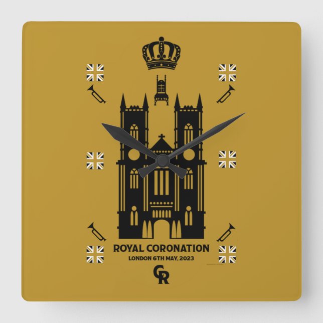 Royal Coronation Westminster Abbey Fyrkantig Klocka (Framsida)