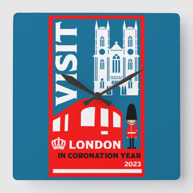 Royal Coronation Year 2023 London Fyrkantig Klocka (Framsida)