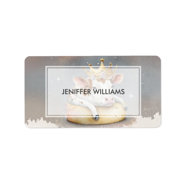 Royal Cow Dreaming on Cheese Throne                Adressetikett (Framsidan)