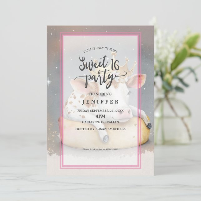 Royal Cow Dreaming on Cheese Throne                Inbjudningar (Stående Fram)