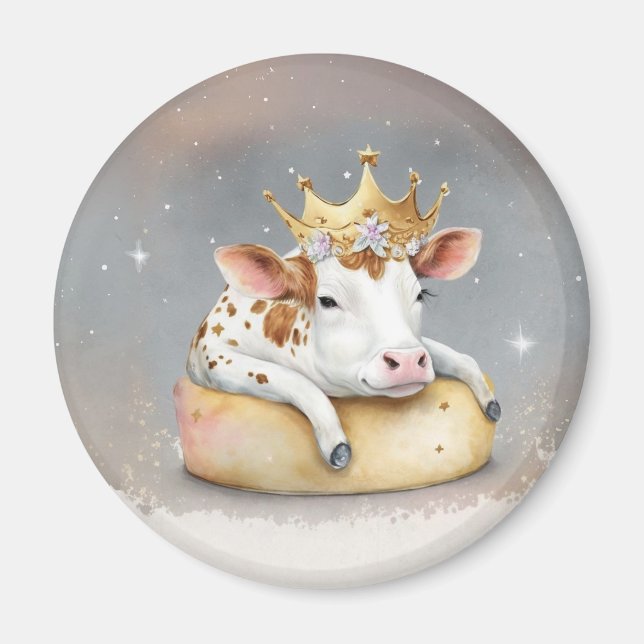 Royal Cow Dreaming on Cheese Throne                Magnet (Framsidan)