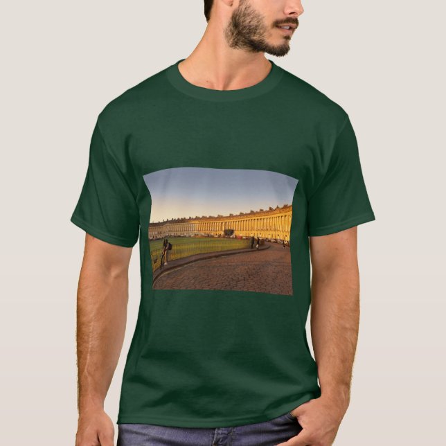 Royal Crescent Bath badad i honungsfärgad guld T Shirt (Framsida)