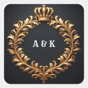 Royal Crown Lagerkrans Utmärkelse Emblem ✨ Fyrkantigt Klistermärke