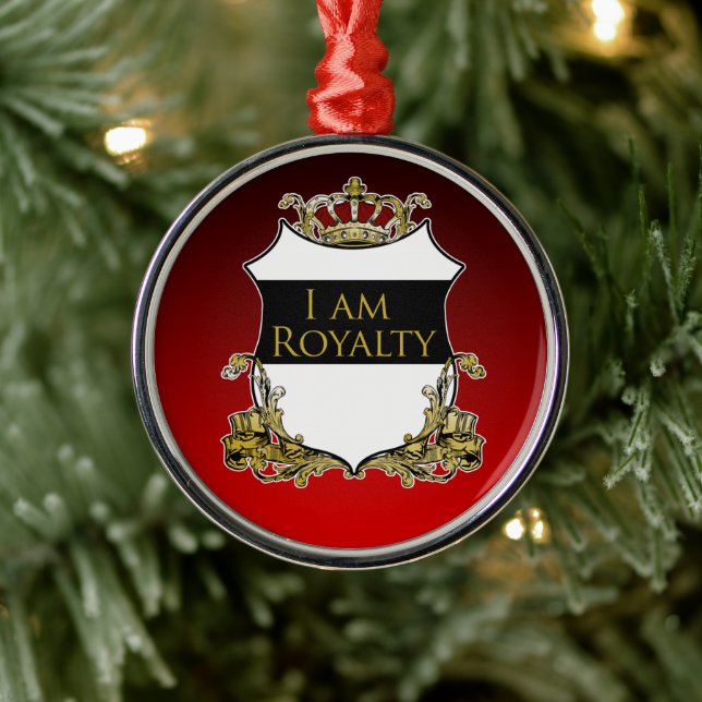 Royal Crown Shield Black Red Gradient Luxe Julgransprydnad Metall (Träd)