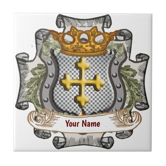 Royal Crown Shield Efternamn  Kakelplatta (Framsidan)