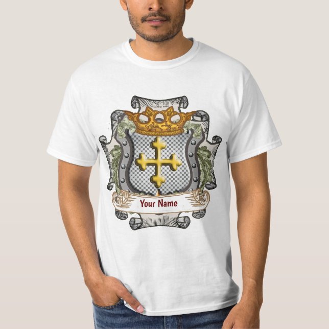 Royal Crown Shield Efternamn  t-shirt (Framsida)