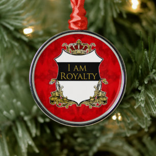 Royal Crown Shield Röda Blommor Lyx Julgransprydnad Metall