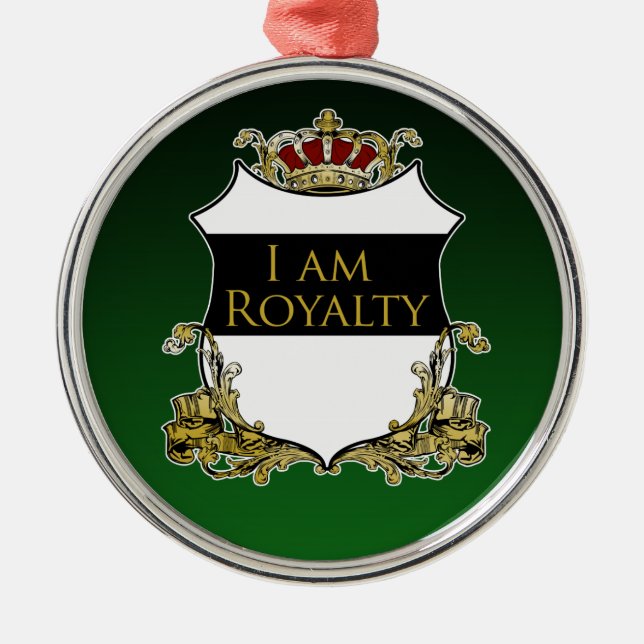 Royal Crown Shield Svart Grön Gradient Luxe Julgransprydnad Metall (Framsidan)