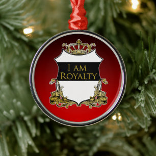 Royal Crown Shield Svart Röd Gradient Lyx Julgransprydnad Metall