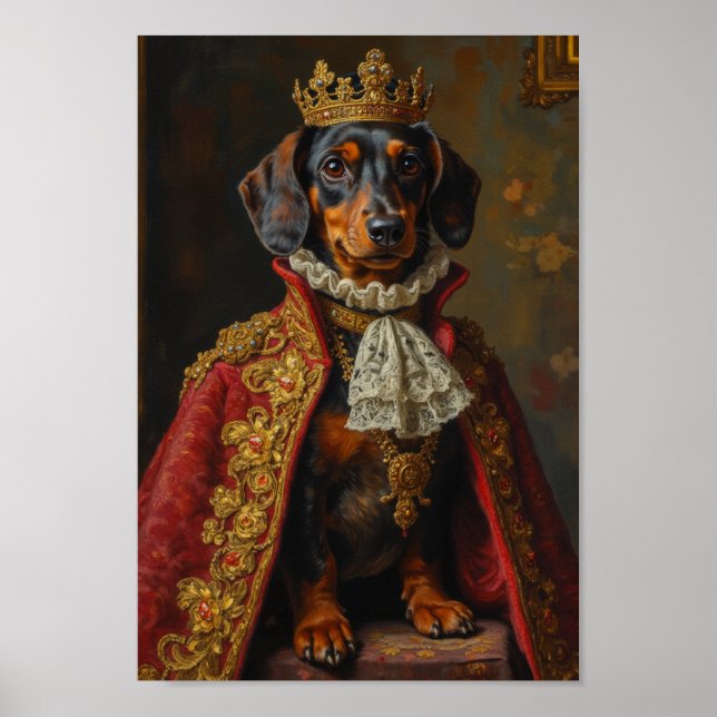 Royal Dachshund Portrait Poster (Framsidan)