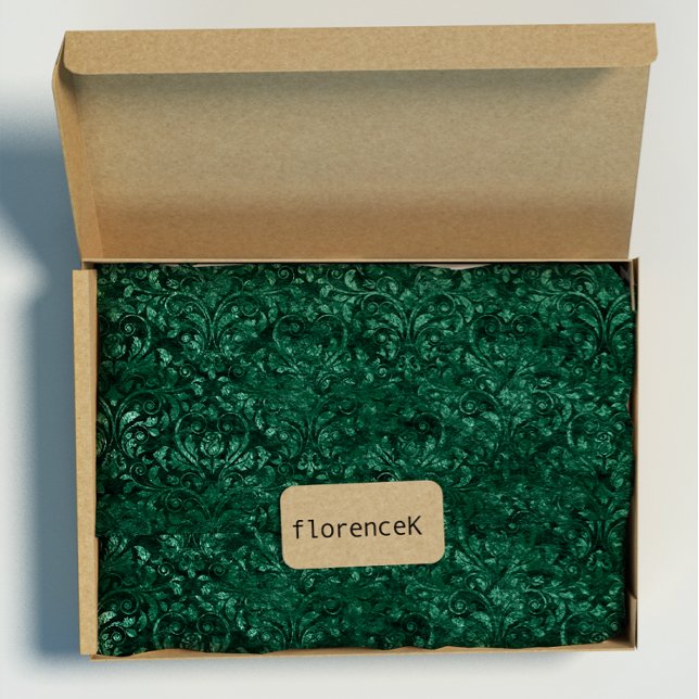 Royal Damask Crushed Velvet Deep Emerald Grönt Presentpapper (Royal Damask Crushed Velvet Deep Emerald Green Wrapping Paper)