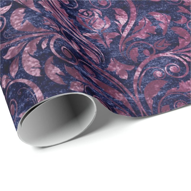 Royal Damask Crushed Velvet Lila Plumstead Ameth Presentpapper (Rullad Hörn)