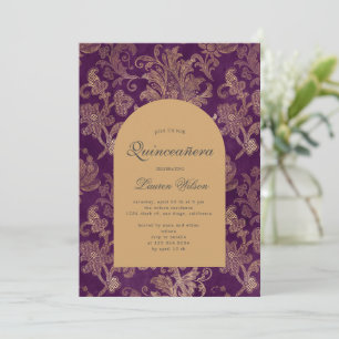 royal-dämpare lila quinceanera-fotokort spara datumet